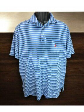 Polo Ralph Lauren Mens Blue Striped Polo Large